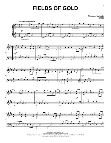 Fields Of Gold by Sting Sheet Music for Piano Solo at Sheet Music Direct