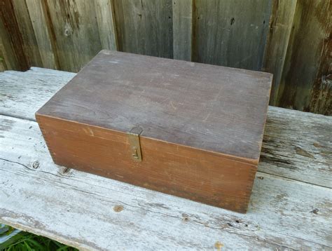 Large Vintage wooden storage box with hinged lid