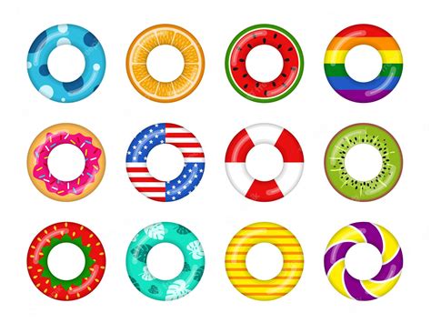 Premium Vector | Inflatable swimming rings colorful set isolated on white background, rubber ...