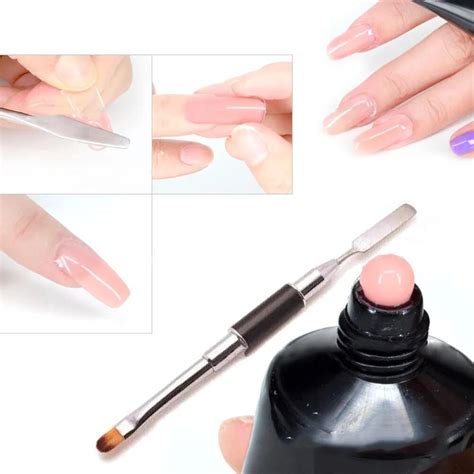 UV PolyGel Poly Gel Nail Brush Dual ended Slice Shape Nail Art Tool ...