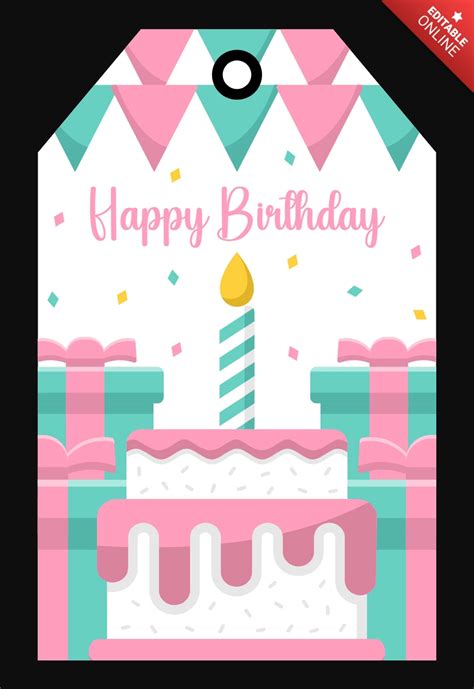 Happy Birthday Party Gift Tag Design Template | Free Design Template