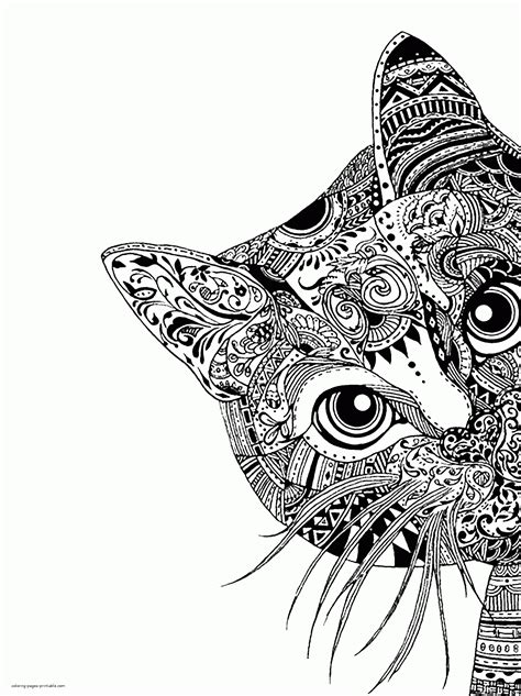 Animal Face Coloring Pages. A Cat || COLORING-PAGES-PRINTABLE.COM