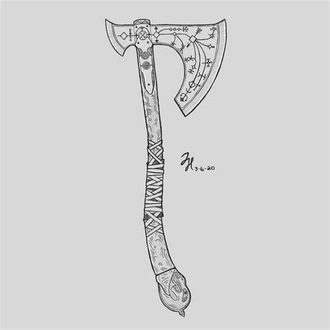 Leviathan Axe from God of War : drawing