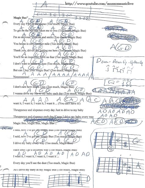 Magic Bus (The Who) Guitar Chord Chart Ukulele Chords Songs, Lyrics And Chords, Guitar Songs ...