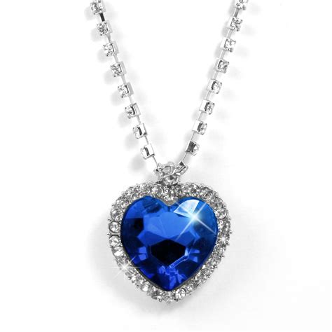 TITANIC HEART OF OCEAN NECKLACE USE BLUE CRYSTAL | eBay