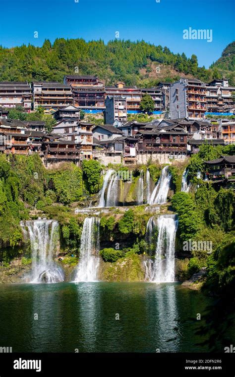 The Wangcun Waterfall at Furong Ancient Town. Amazing beautiful ...