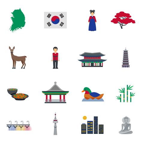 Korean Culture Symbols Flat Icons Set 467131 Vector Art at Vecteezy