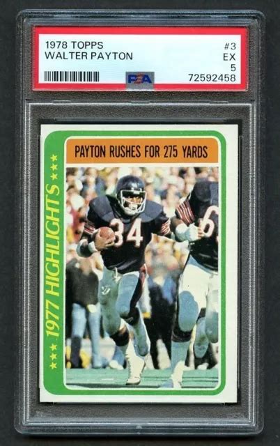 1978 TOPPS FOOTBALL WALTER PAYTON #3 Highlights PSA 5 EX Chicago Bears ...