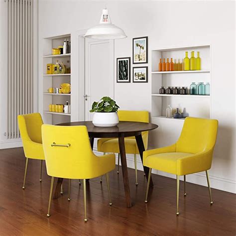 Novogratz Huxley Modern Mustard Yellow Velvet Fabric Plush Dining Chair ...