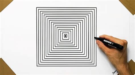 💙 EASY OPTICAL ILLUSION DRAWING ( For Kids ) Line Art How To Draw - YouTube