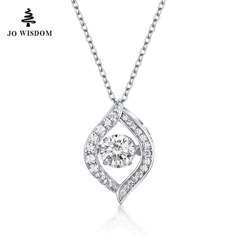 JO WISDOM Fine Jewelry Pendant Necklace Ladies Female Silver White Gold Eye Shape Pendant with ...