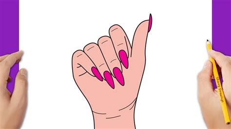 HOW TO DRAW A GIRL HAND WITH NAILS EASY - YouTube