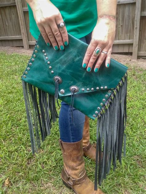 Leather Purse/handmade Leather Clutch/green Purse/western | Etsy ...