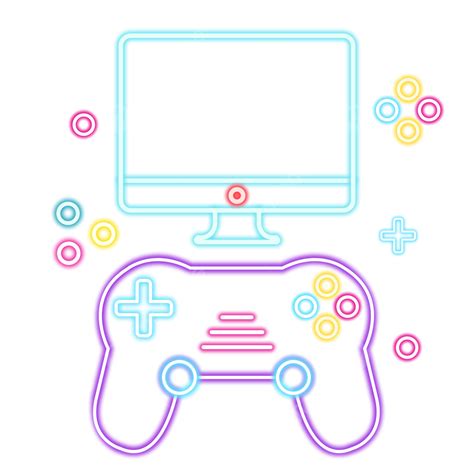 Play Station Vector Design Images, Neon Game Icons Play Station And Screen Vector Design, Game ...