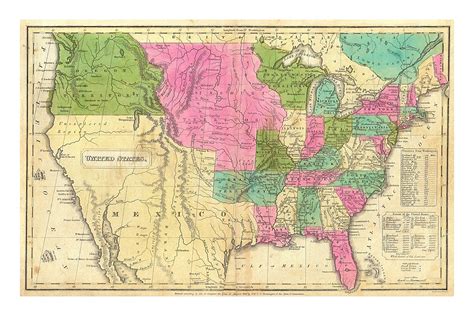 1830 Map of United States and Territories - Old Maps and Prints - Vintage Art Print - Antique US ...