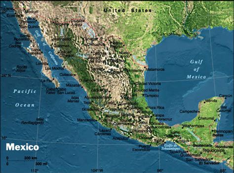 Physical Mexico Map - Mexico • mappery