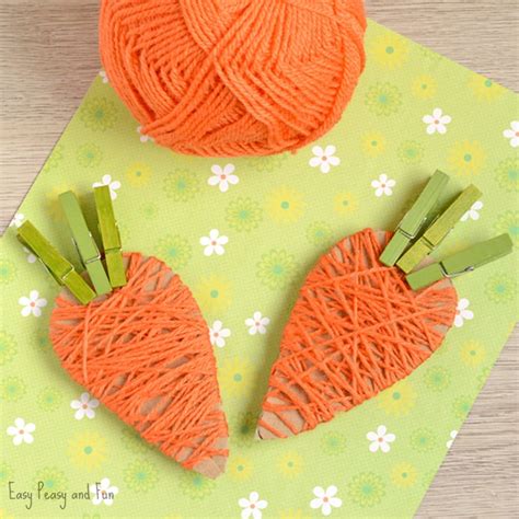 Yarn Wrapped Carrot Craft for Kids - Easy Peasy and Fun