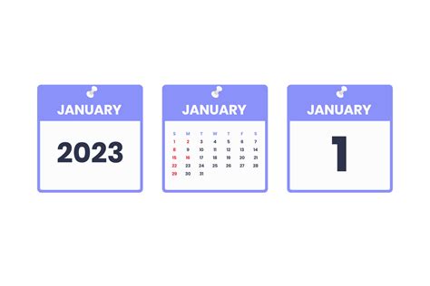 January calendar design. January 1 2023 calendar icon for schedule, appointment, important date ...