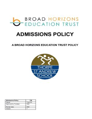 Fillable Online thorpestandrewschool org admissions policy - Thorpe St Andrew School and Sixth ...