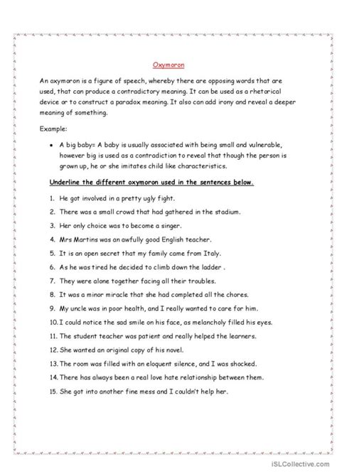 Oxymoron: English ESL worksheets pdf & doc