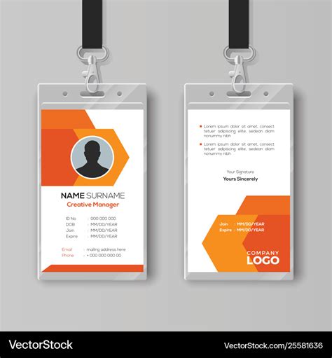 Abstract orange id card design template Royalty Free Vector