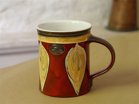 Christmas Gift Large Pottery Mug - Handmade Red Ceramic Mug - 18-ounce ...