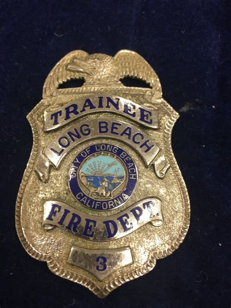 Vintage Long Beach, CA Fire Department Trainee''s Badge -- Antique ...