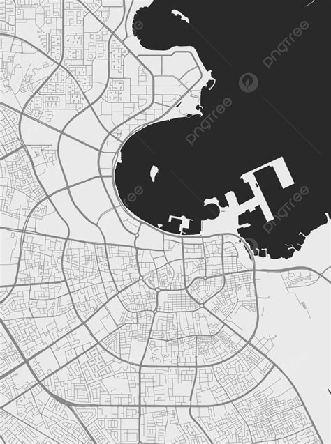 Grayscale Vector Poster Of Dohas Urban Street Map Vector, Vector, Borough, City PNG and Vector ...