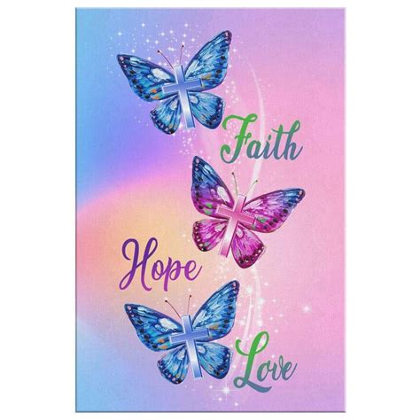 Christian Wall Art - Faith Hope Love Butterfly Canvas Art Butterfly Quotes, Butterfly Canvas ...