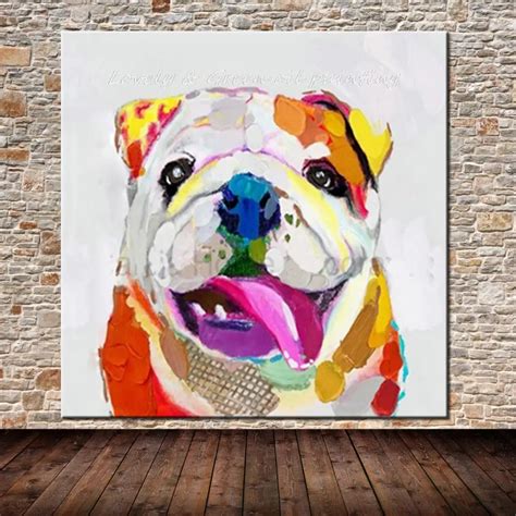 100% Hand painted Modern Art Dog Oil Painting On Canvas Handmade ...