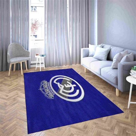 Real Madrid Blue Soccer Carpet Living Room Rugs - Teeruto