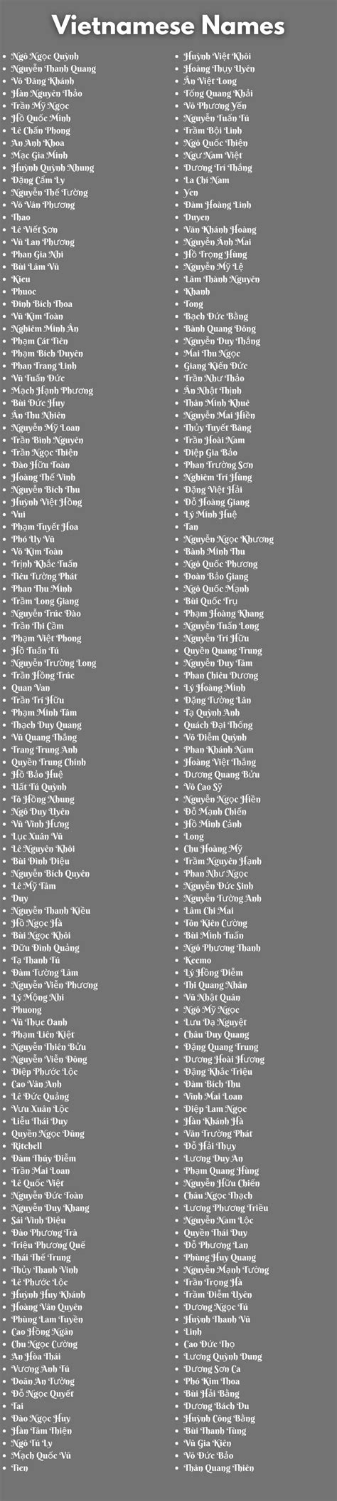 400 Best Vietnamese Names Ideas and Suggestions