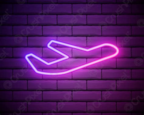 Airplane purple glowing neon ui ux icon Glowing sign logo - stock ...