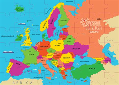 Puzzle geografic - Harta Europei (69 piese) - Shop Clopotel.ro