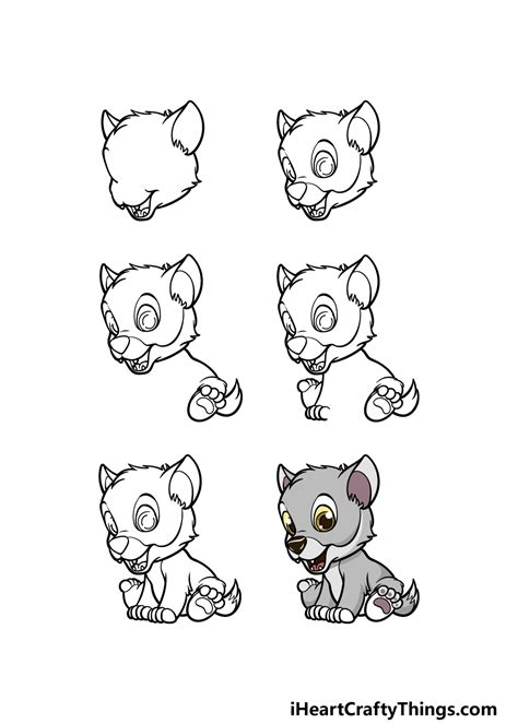 How To Draw A Cartoon Wolf Head