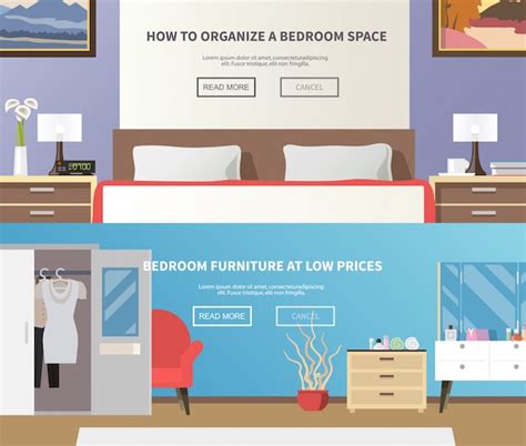 Free Vector | Bedroom furniture banner