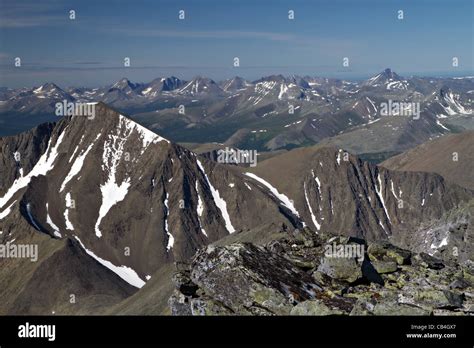 Polar Ural mountains. View from the peak Narodnaya - the highest Stock Photo, Royalty Free Image ...