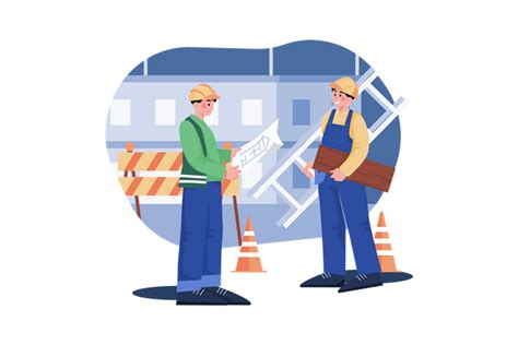 Best Construction worker pushing a sand trolley Illustration download in PNG & Vector format