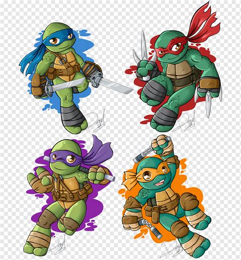 TMNT characters with sign, Donatello Leonardo Raphael Teenage Mutant Ninja Turtles Art, TMNT ...