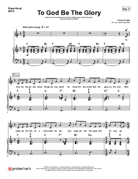 To God Be The Glory Sheet Music PDF (Tommy Walker) - PraiseCharts