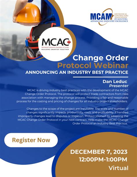 MCAC Change Order Protocol Webinar | Mechanical Contractors Association ...