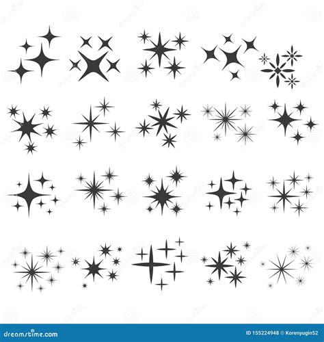 Sparkle Star. Icon Spark. Black Spark Silhouette Isolated On White ...