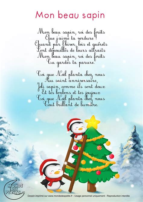 Paroles_Mon beau sapin | Chanson de noel, Comptines de noel, Comptines