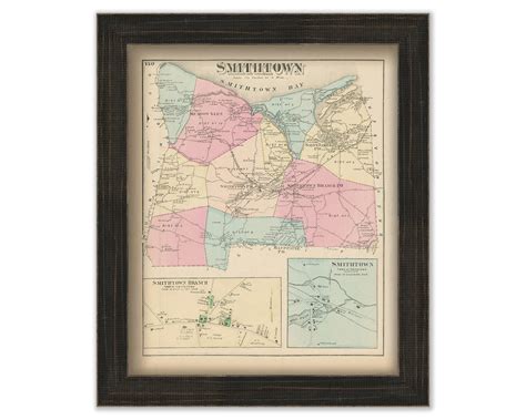 Smithtown, New York 1873 Map, Replica and GENUINE ORIGINAL