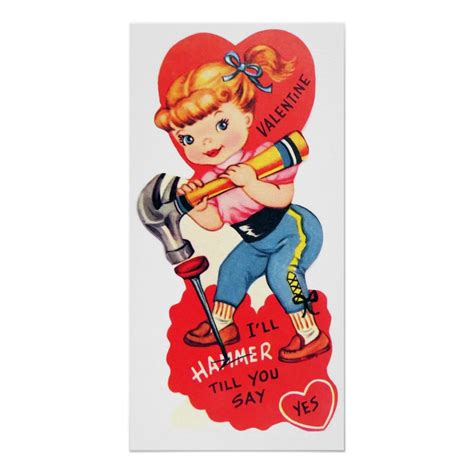 Cute retro vintage Valentine poster | Zazzle | Valentine poster ...