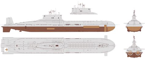 Typhoon-class submarine Blueprint - Download free blueprint for 3D modeling