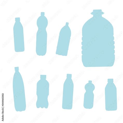 Set of plastic bottles of different shapes. Vector illustration. Stock Vector | Adobe Stock