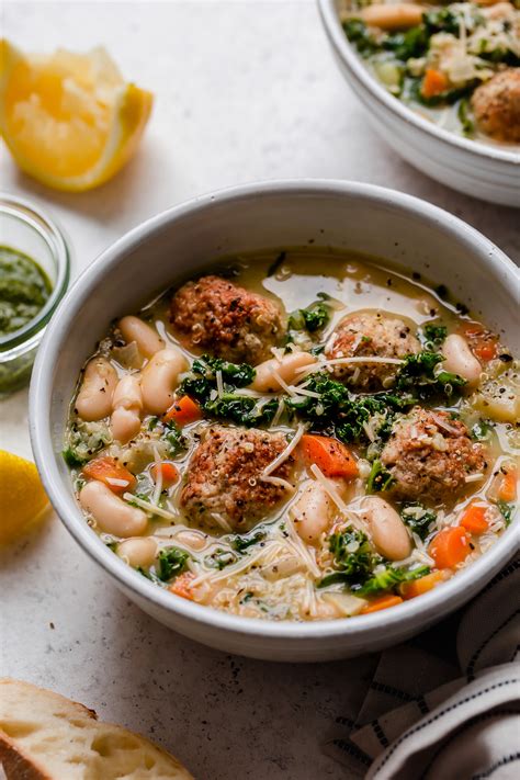 healthy italian wedding soup with chicken meatballs - plays well with ...