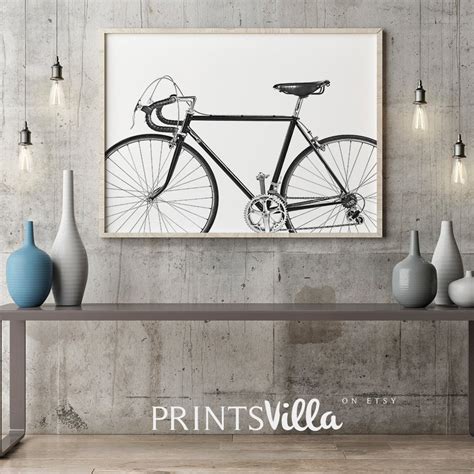 Bicycle Print Bike Wall Art Black and White Modern Poster | Etsy