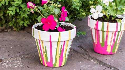 Drip Paint Pots Tutorial - Crafts by Amanda - Clay Pot Crafts